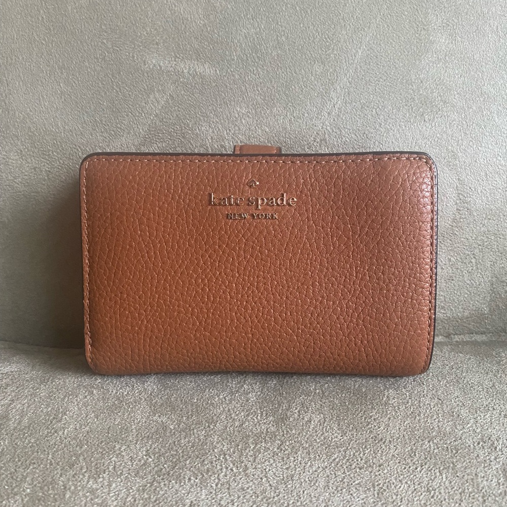 Kate Spade Pebbled Leather Wallet in Warm Gingerbread